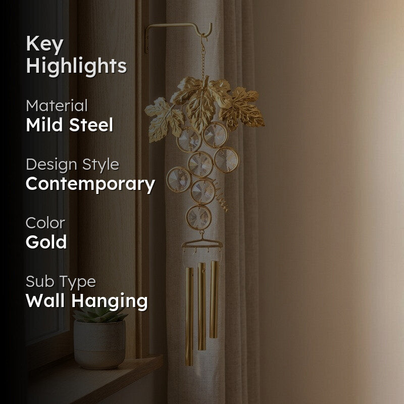 Floral Aura 24K Gold Plated Mild Steel Windchime media 2