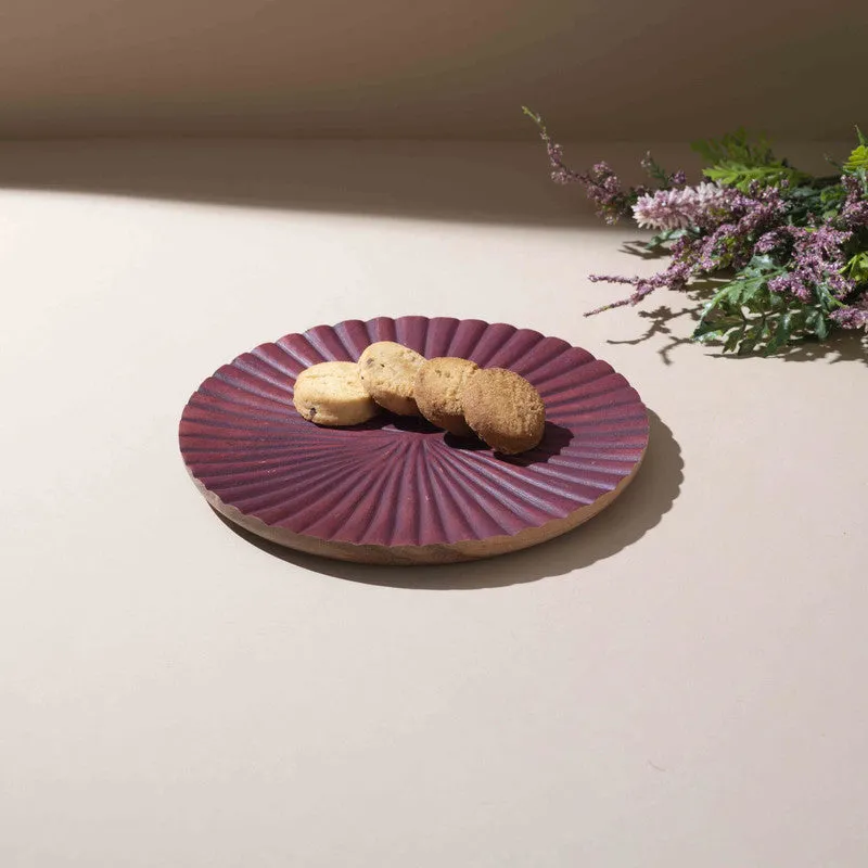 Opulence Handcrafted Mango Wood Platter - Plum media 5