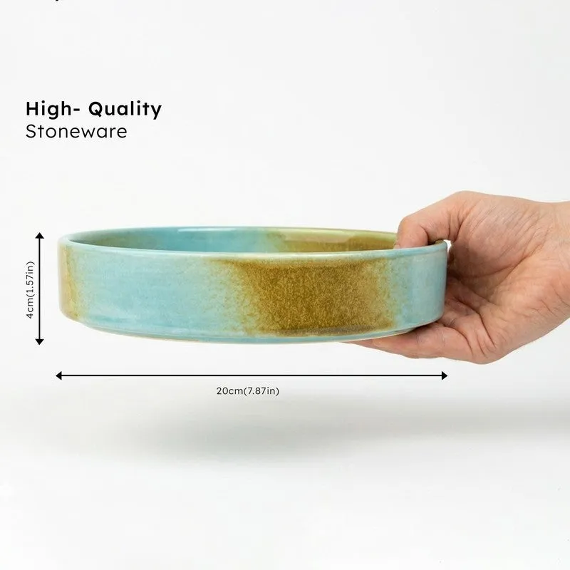 Whimsi Ceramic Salad Bowl (600 mL Each,Brown,Blue) - Set Of Two media 7