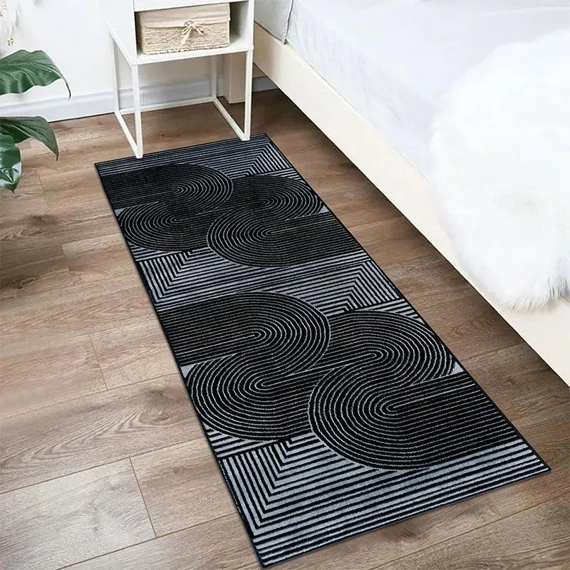 Icaria Non-Anti Skid Nylon Runner Rug - Grey & Black media 1