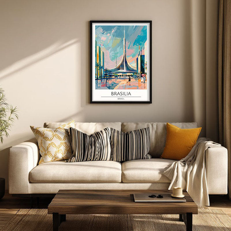 Vintage Brasilia Framed Canvas Wall Painting