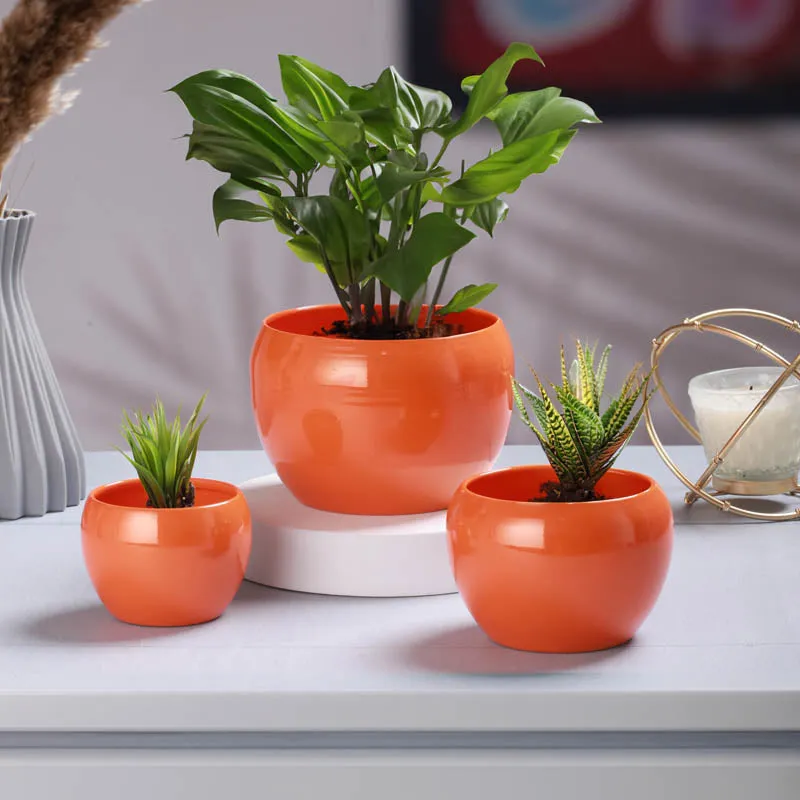 Alisha Handcrafted Planter (Orange) - Set Of Three media 2