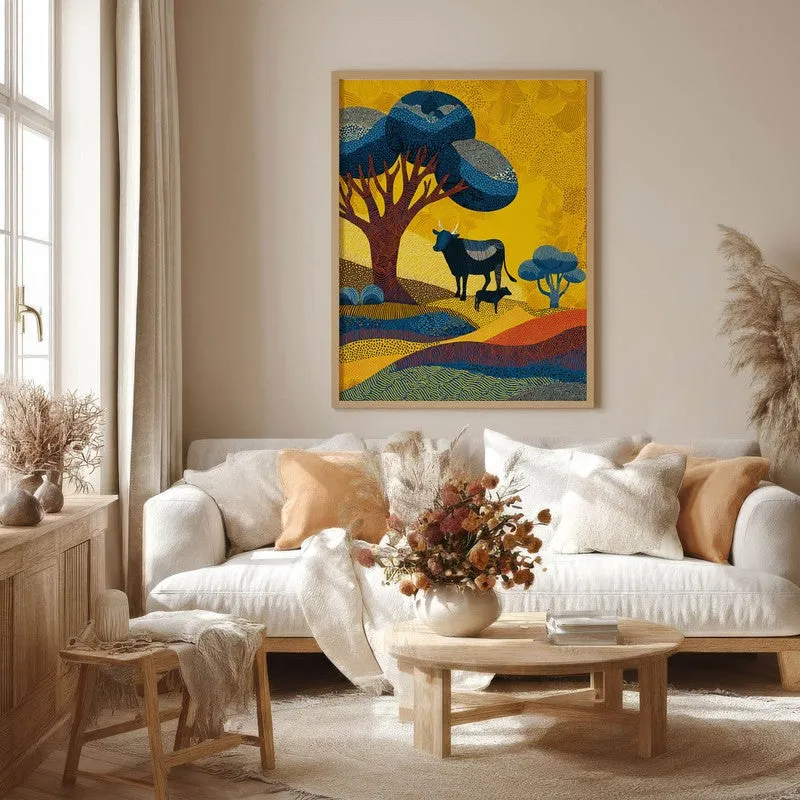 Sunlit Canvas Wall Painting With Brown Frame media 6