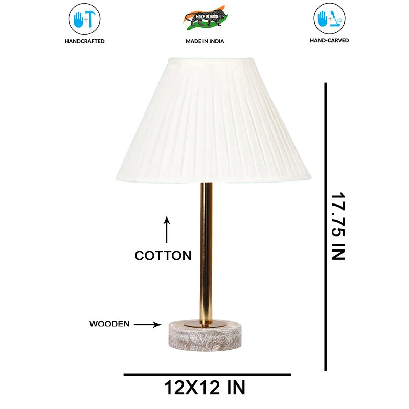 Pleatra Rodin Wooden Table Lamp - White,Gold,White media 7