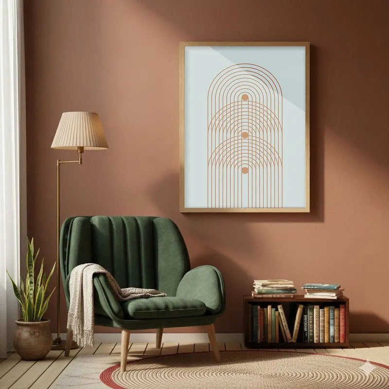 Azure Arches Canvas Wall Painting With Brown Frame media 6
