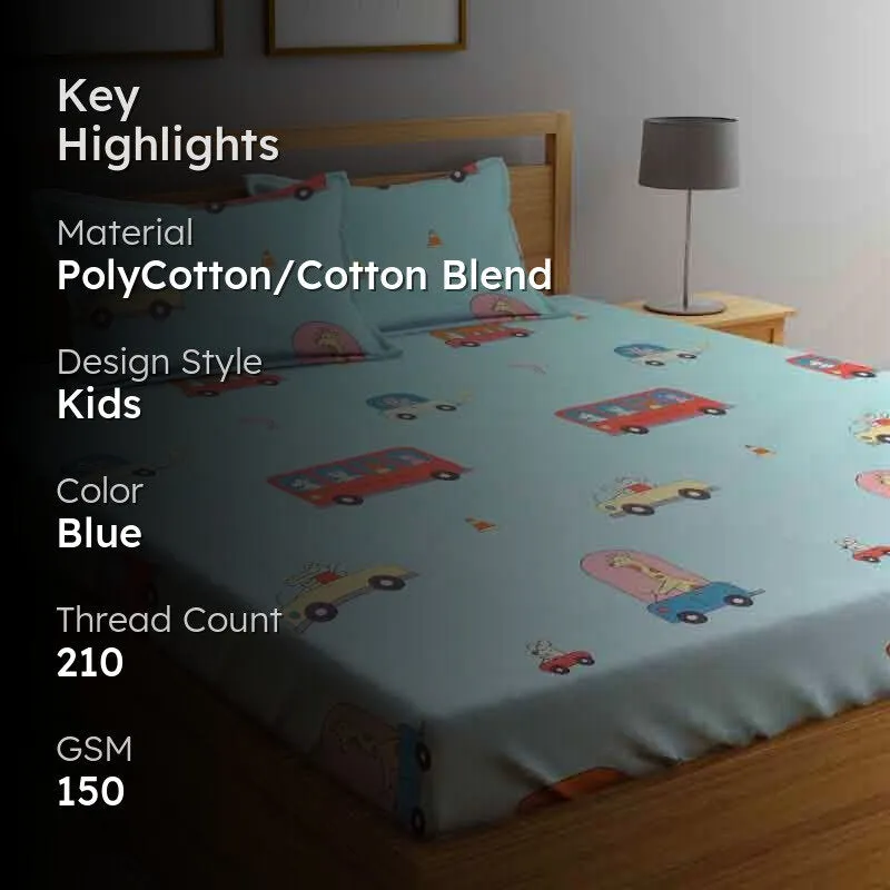Animals Commute Too Bedsheet - 150 GSM media 2