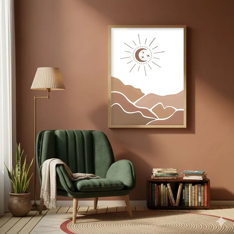 Desert Night Canvas Wall Painting With Brown Frame media 6