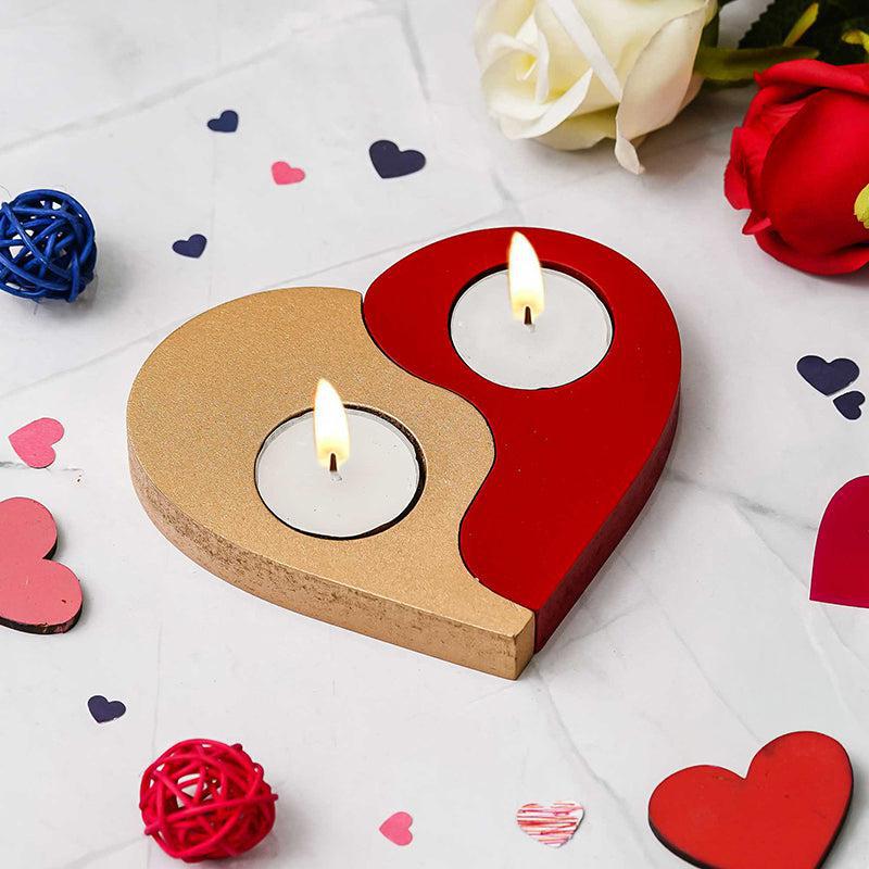 Yin Yang Heart Wood Tea Light Holder - Set Of Twelve media 5