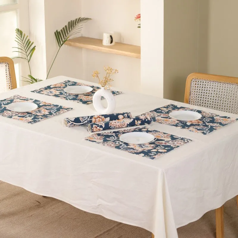 Navy Blossom Haven Canvas Table Mats - Set Of Six media 1