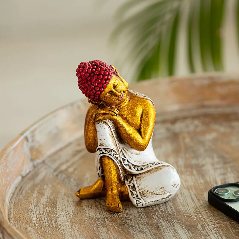 Buddha In Thought Resin Idol media 1