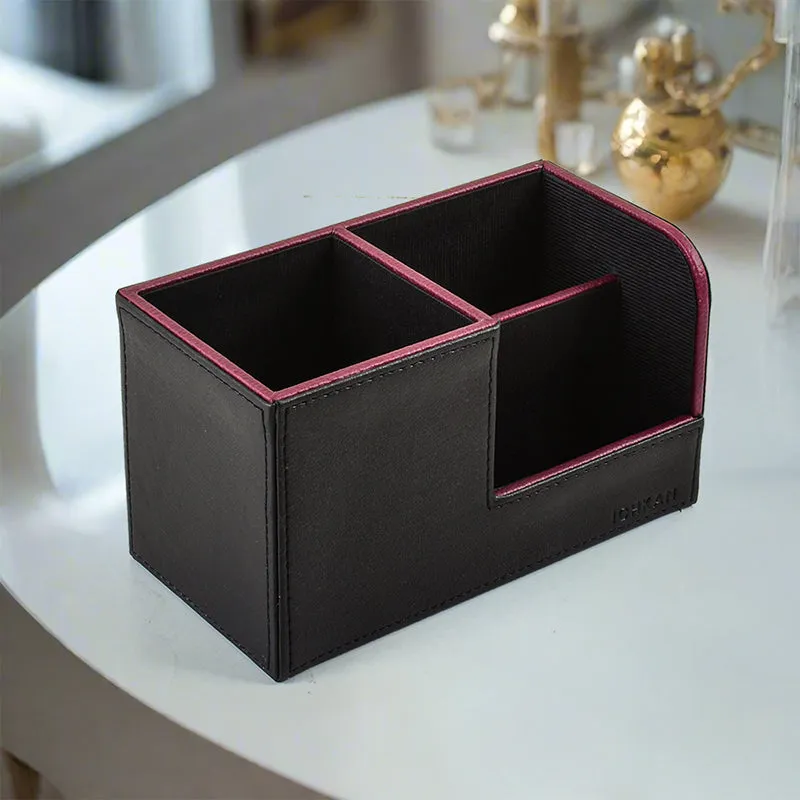 Tisca Faux Leather Desk Organizer - Black media 1
