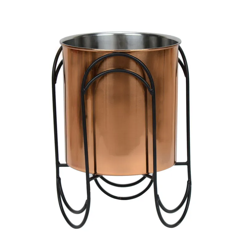 Vyra Stainless Steel Planter - Copper & Black media 3