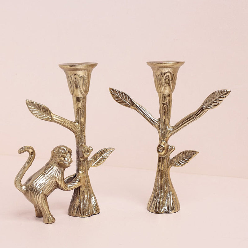 Chimp Charm Brass Candle Holder - Set Of Two media 4