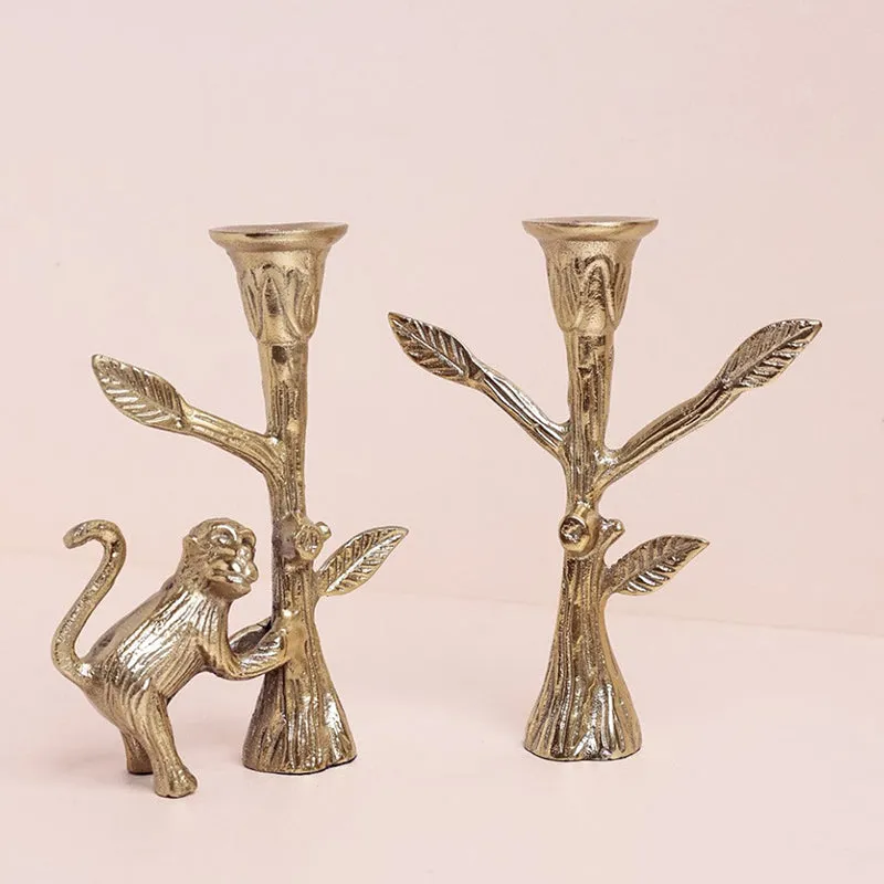 Chimp Charm Brass Candle Holder - Set Of Two media 4