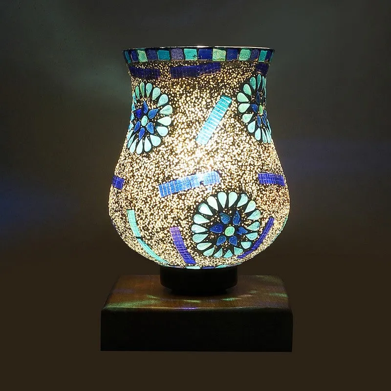 Solace Mosaic Glass Table Lamp With Wooden Base - Multicolor media 8