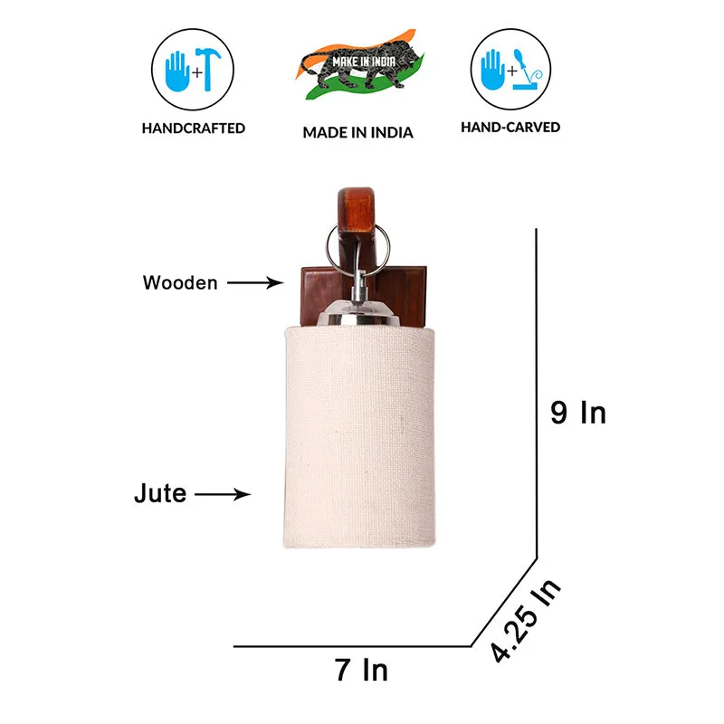 Estrella Jute & Wooden Wall Lamp - White media 6