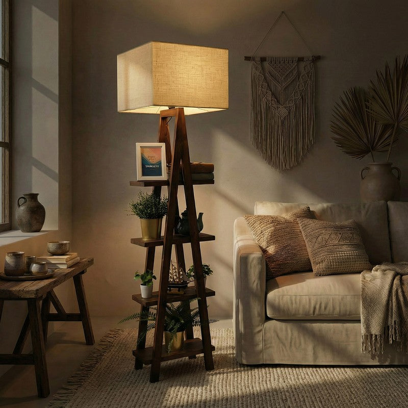 Brontis Shelf Wooden Floor Lamp media 3