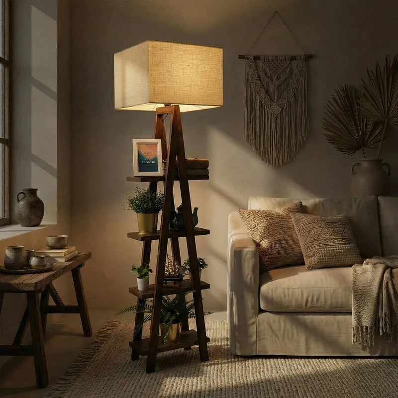 Brontis Shelf Wooden Floor Lamp media 3