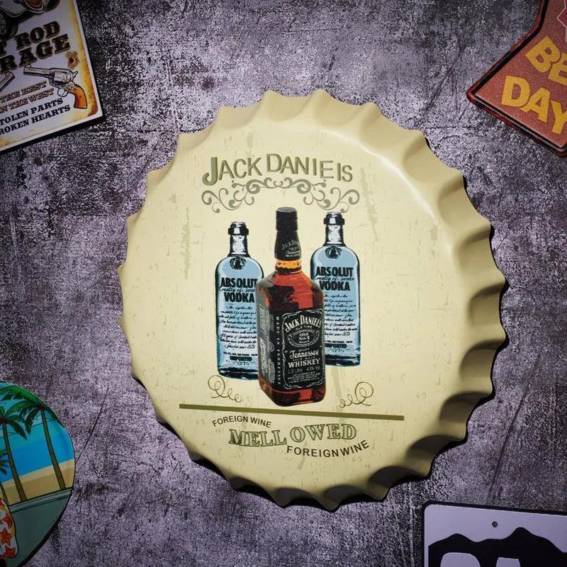 Jack Daniels Mellowed Bottle Cap Metal Wall Accent media 1