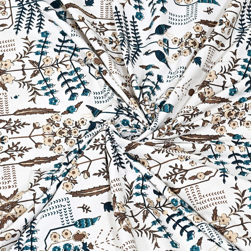 Serenza Floral Cotton Bedsheet (Blue & White) - 240 TC media 8