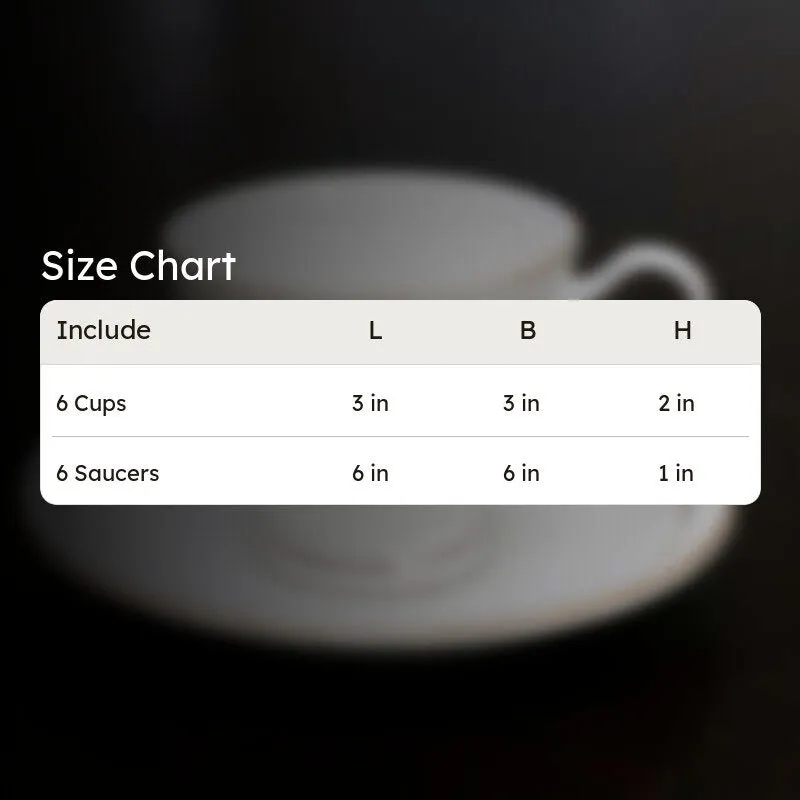 Luxury Bone China Tea Cup & Saucer Set (125 ML) 12-Piece Set media 6