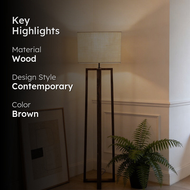 PureShade Wooden Floor Lamp - Brown media 2