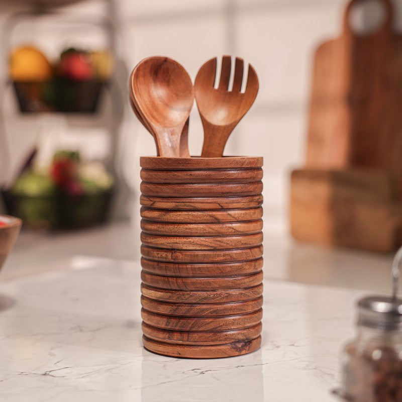 TimberNest Wood Cutlery Stand