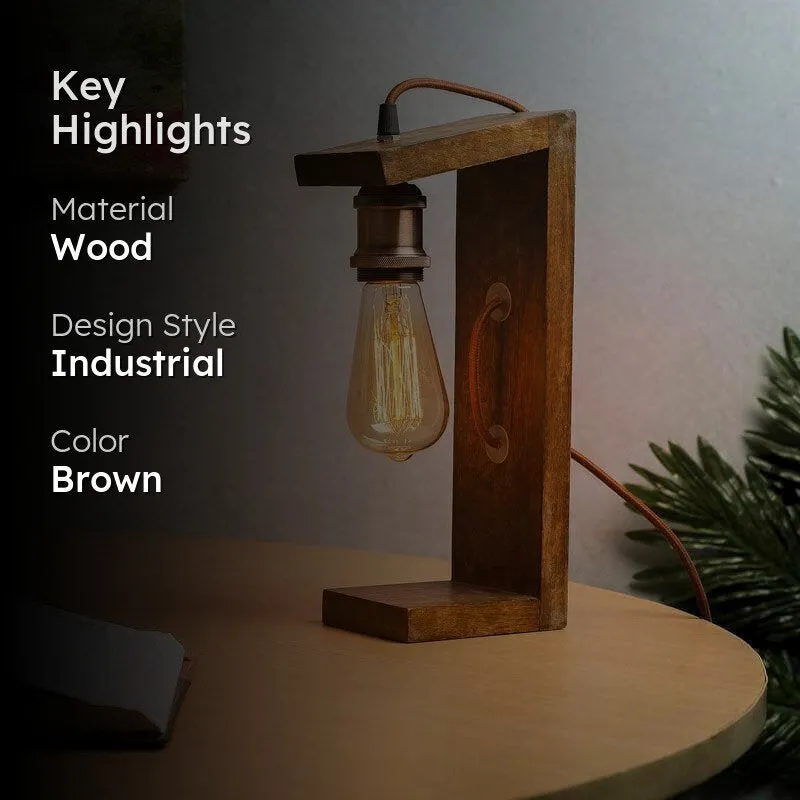 Rustic Aura Wooden Table Lamp media 2