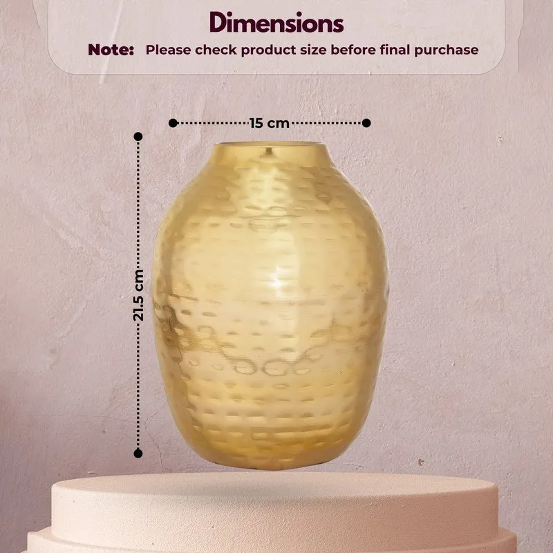 Petal Cascade Metal Vase -Gold media 12