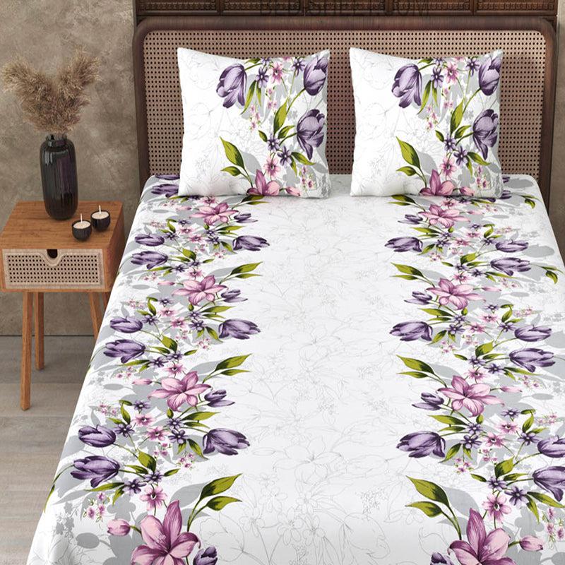 Navin Floral Cotton Bedsheet (White) - 240 TC media 3