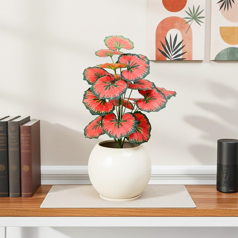 GreenGlow Begonia Artificial Plant Without Pot - 2.3 Feet