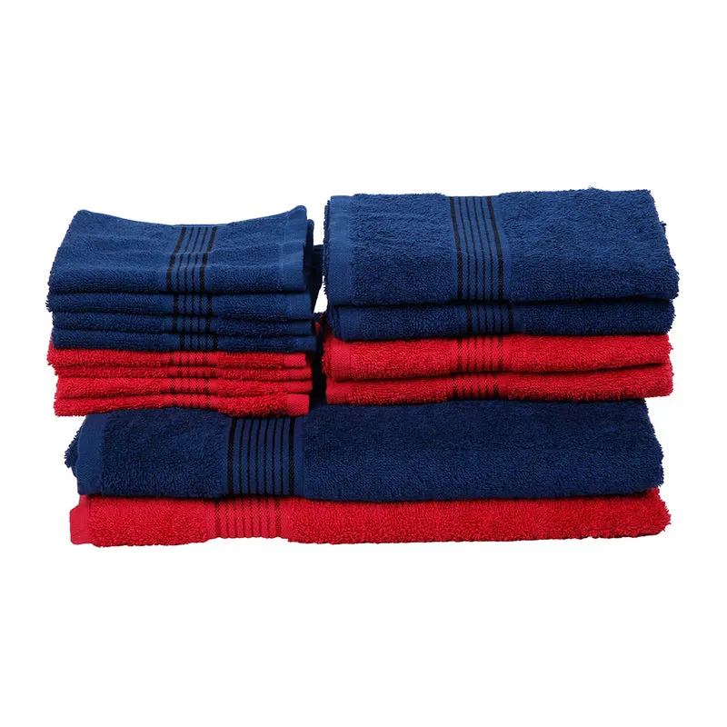 Comfora Towel Set (Red,Blue) - Fourteen Piece Set media 3