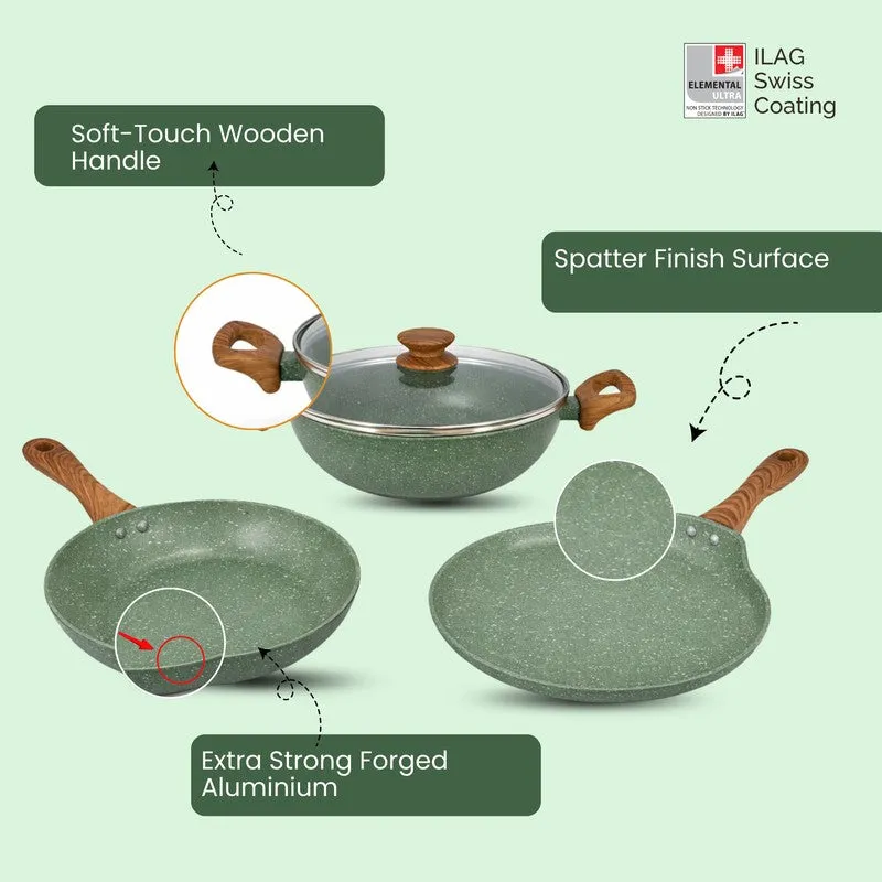 Salford Non Stick Cookware Set (Green) - Three Piece Set media 5