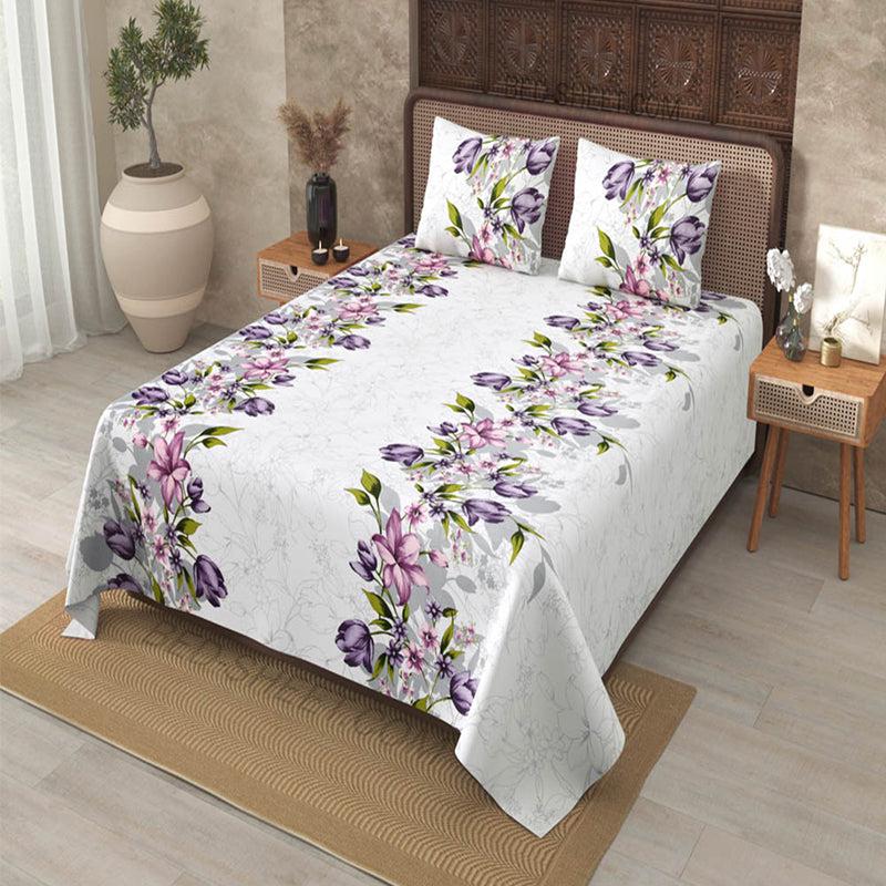 Navin Floral Cotton Bedsheet (White) - 240 TC media 5