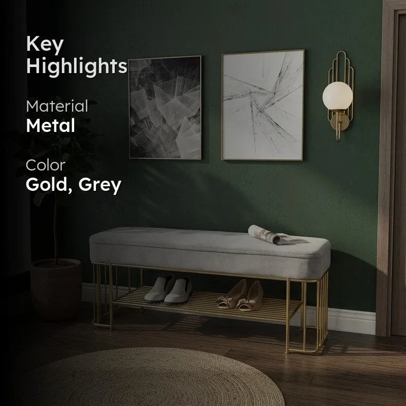 Industrial Metal Shoe Rack - Gold,Grey media 2