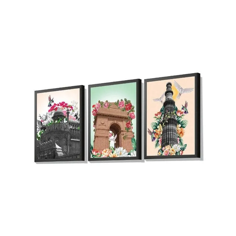 The Marvellous Heritage Framed Paper Wall Painting - Set Of Three media 3