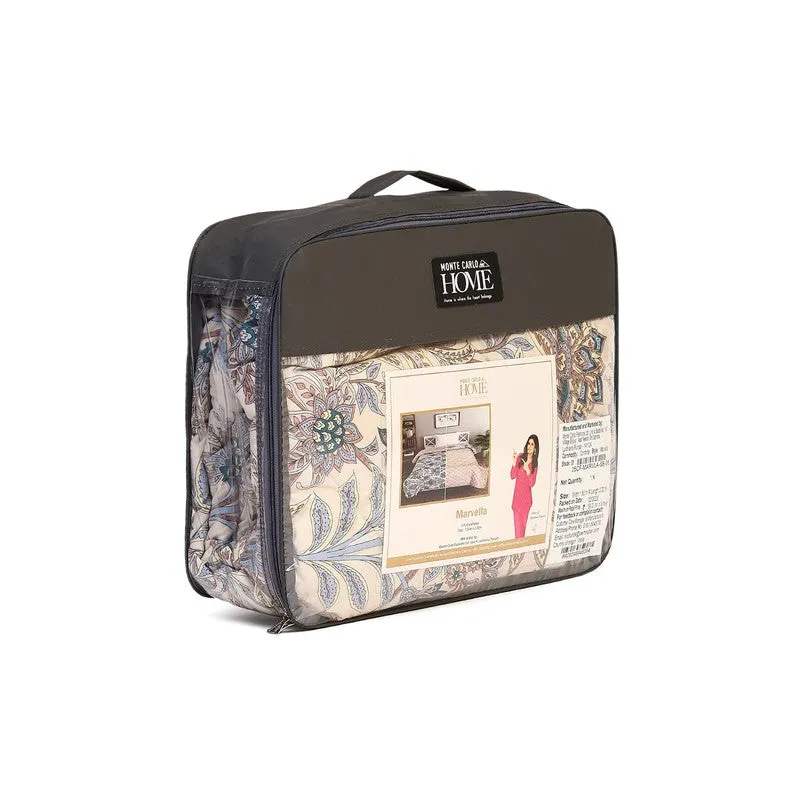 Monte Carlo Velbloom Floral Peach & Polyester Reversible Comforter (Grey) - 120 GSM media 7