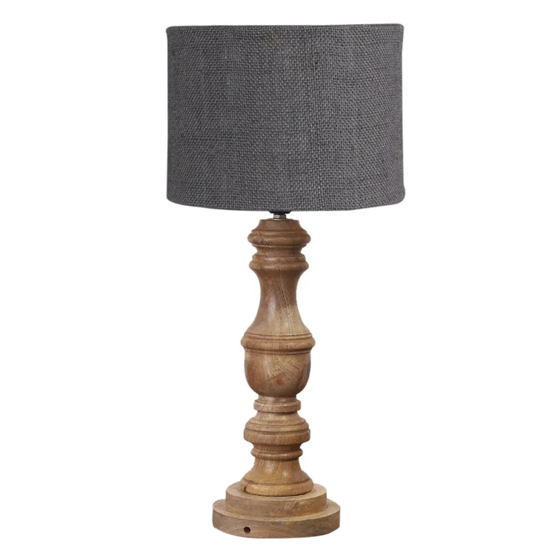 Sienna I Carve Wooden Table Lamp - Grey,Brown media 6