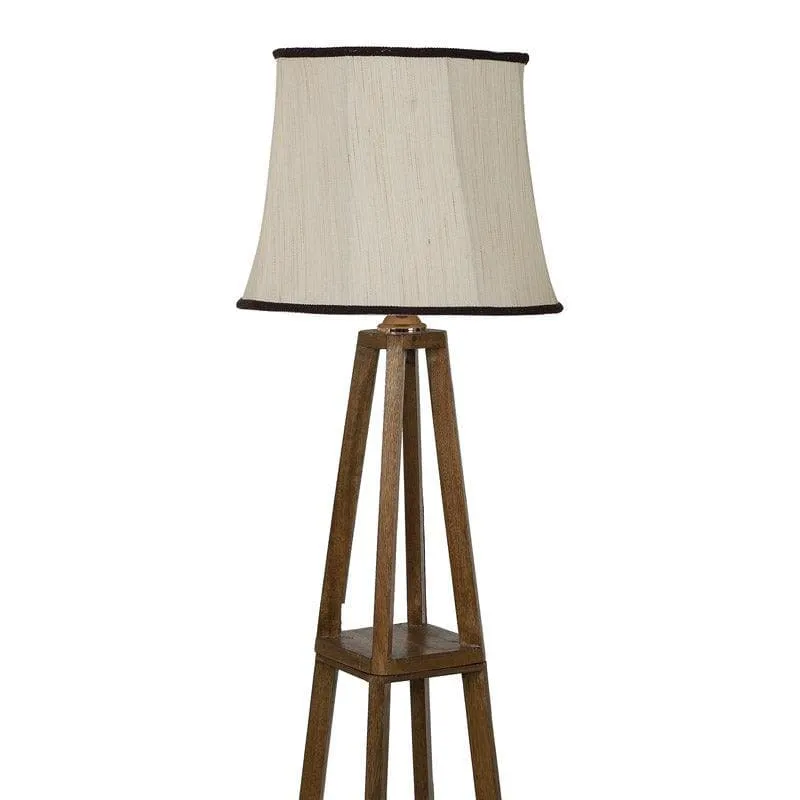 Blace Netima Wooden Floor Lamp With Shelf - Cream media 5