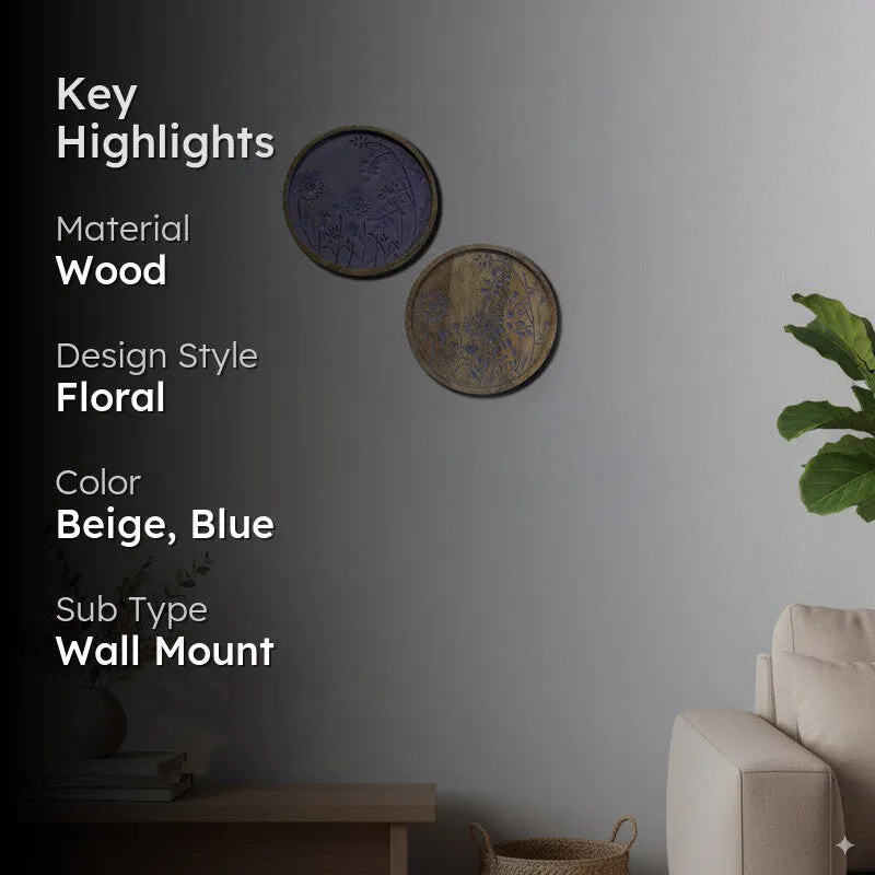 Floral Reveri Wooden Wall Plates - Set Of Two media 2