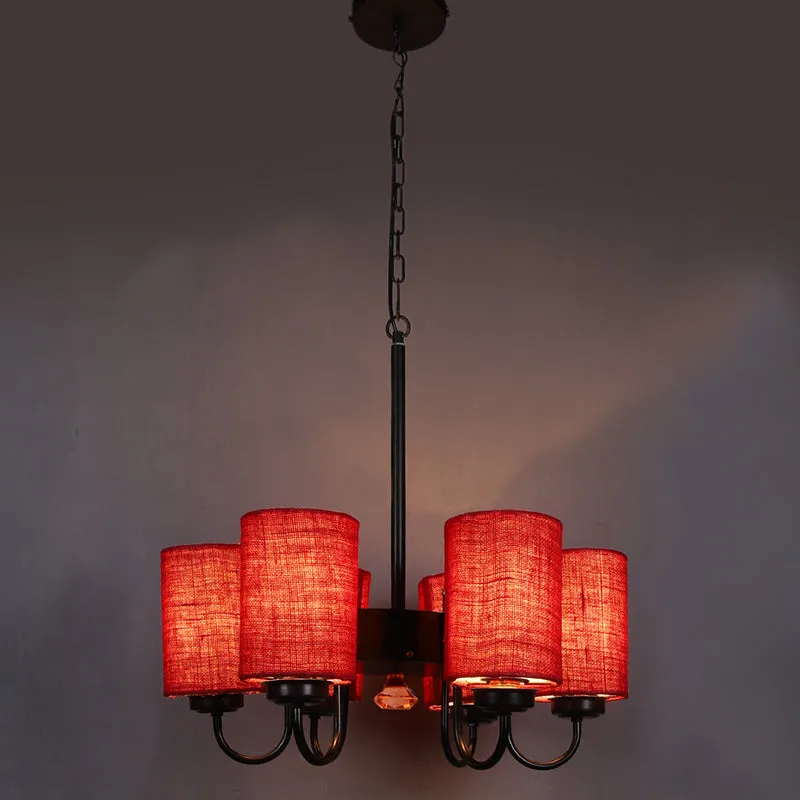 Viya Cylindrical Ceiling Lamp - Maroon media 1
