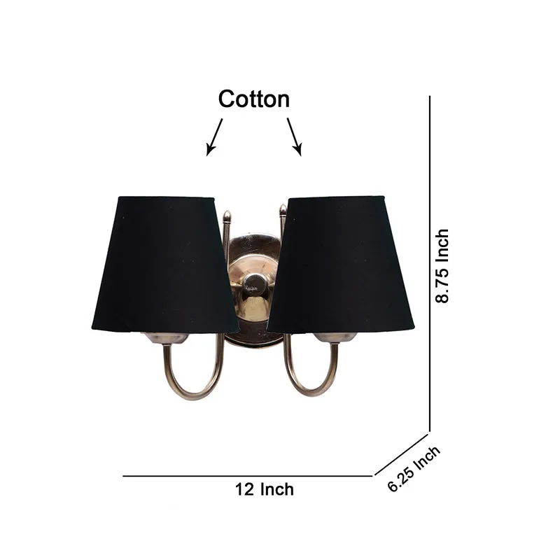 Veda Duo Conical Fabric & Metal Wall Lamp - Black media 4