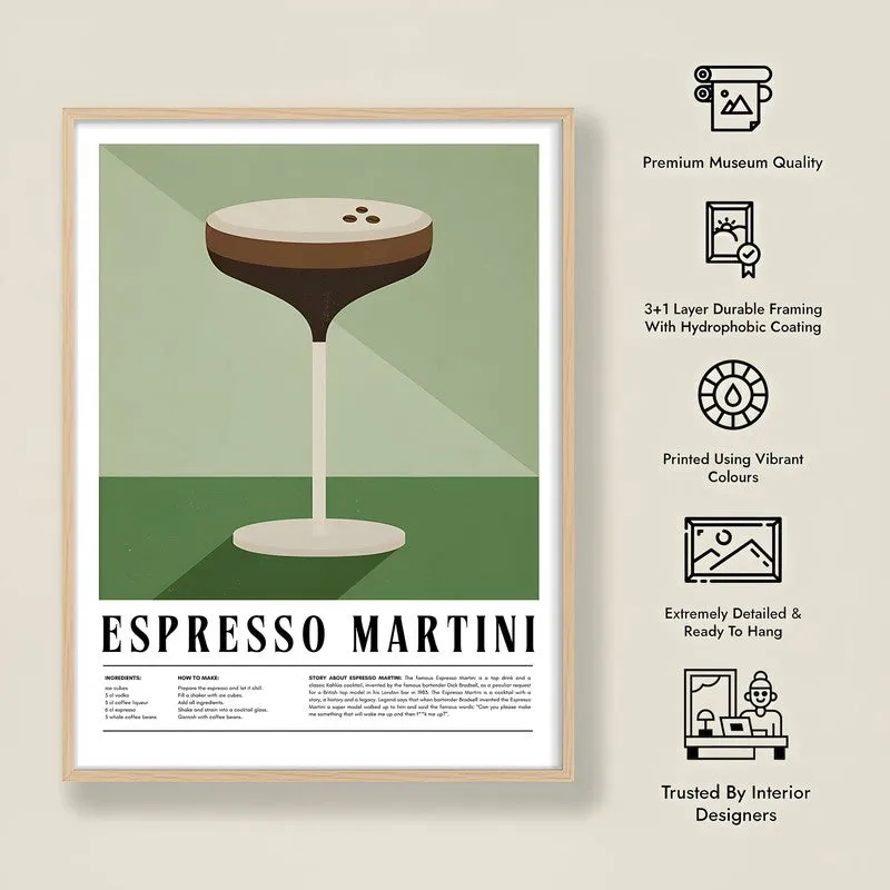 Java Martini Framed Canvas Archival Canvas Wall Painting - Natural Brown Frame media 7