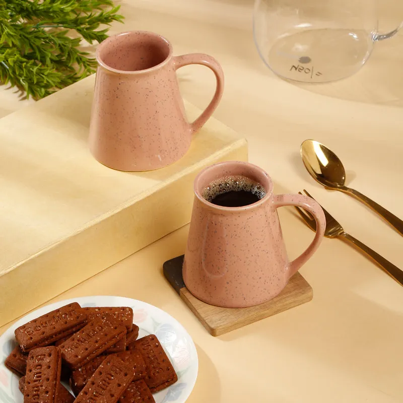 Mocha Ceramic Coffee Mug (300 mL Each,Pink) - Set Of Two media 1