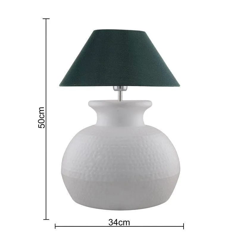 Gleam Quest Ceramic Table Lamp - White,Green media 5
