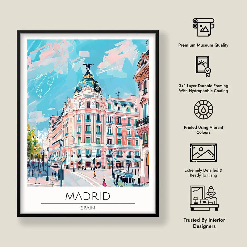 Vintage Madrid Framed Canvas Wall Painting media 8