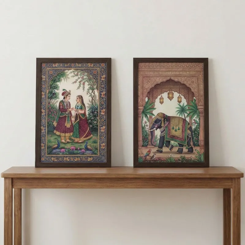 Rajwadi Charm Artistic Wall Painting With Frame - Set Of Two media 3