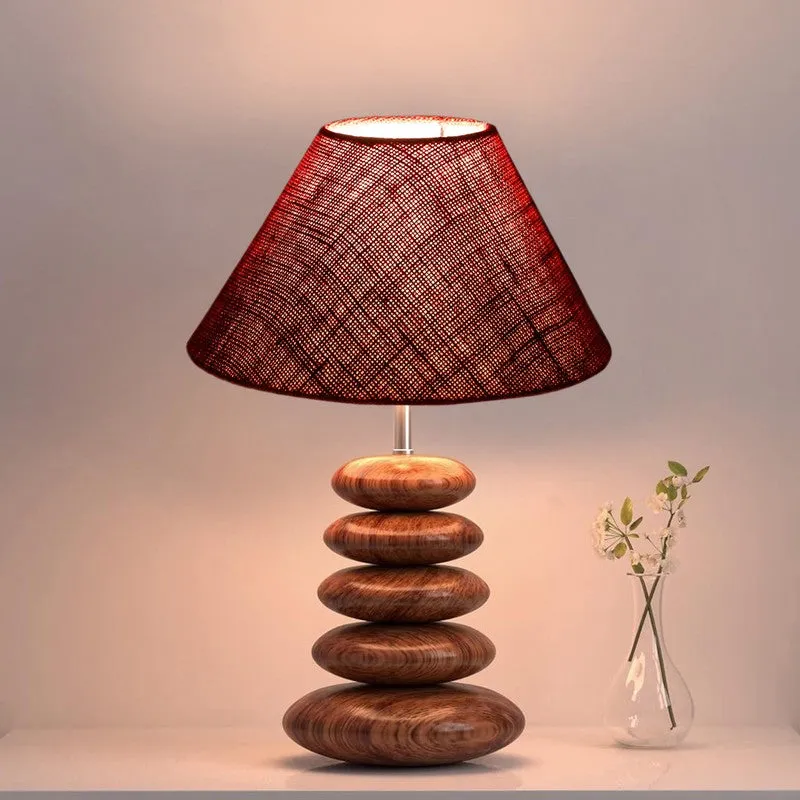 Gloworix Jute Table Lamp With Wooden Base - Maroon media 6
