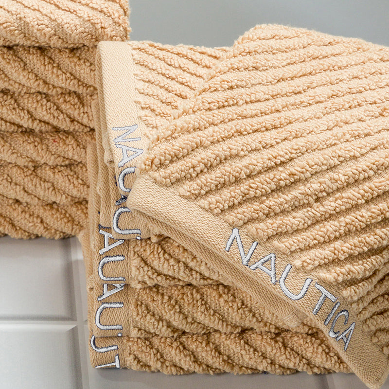 Nautica Riviera Soft Cotton Hand & Face Towel (Light Tan) - Set Of Twelve media 3