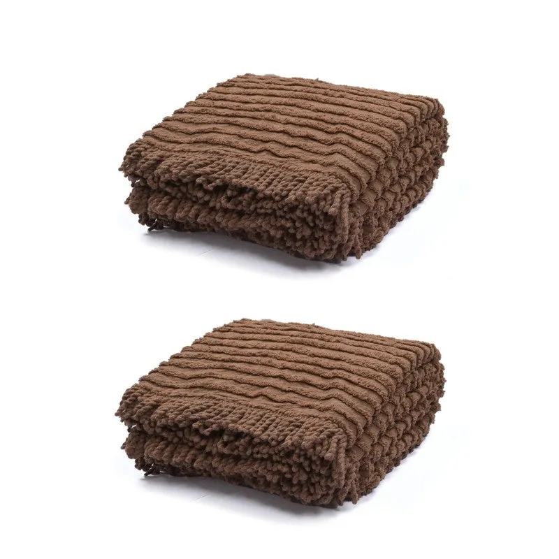 LuxeLayer Cotton Throw (Brown) - Set Of Two media 6